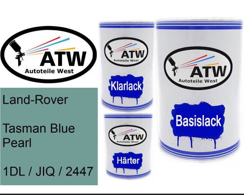Land-Rover, Tasman Blue Pearl, 1DL / JIQ / 2447: 500ml Lackdose + 500ml Klarlack + 250ml Härter - Set, von ATW Autoteile West.